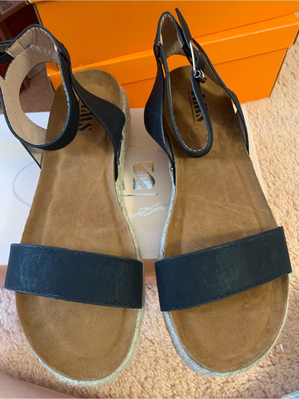 Women's Black Ankle-Strap AMS Espadrille Sandals